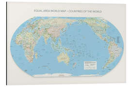 Magnettafel Equal Area World Map, Countries Of the World, Pacific Centred