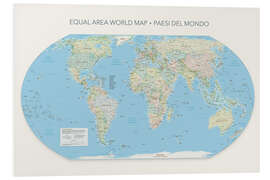 Foam board print Equal Area World Map, Countries of the World (Italian)