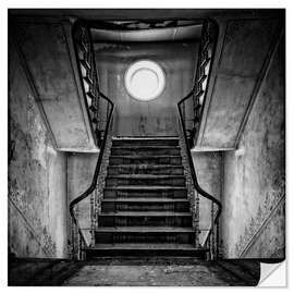 Selvklebende plakat Staircase in an Abandoned House, Belgium