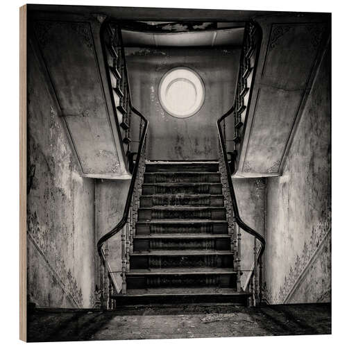 Stampa su legno Staircase in an Abandoned House, Belgium