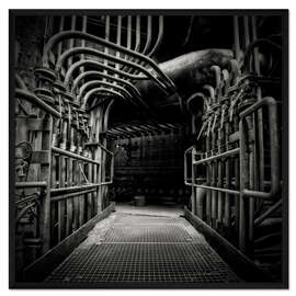 Gerahmter Kunstdruck Verdrehte Rohre in einem Hochofen