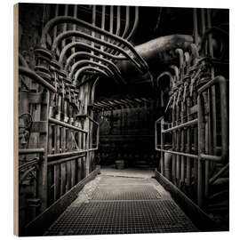 Quadro de madeira Twisted Pipes in a Blast Furnace