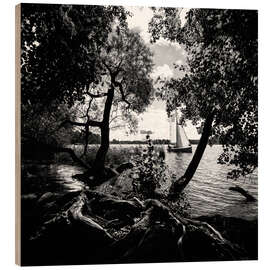 Wood print Sailboat Near the Shore