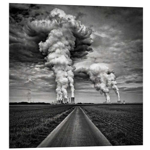 Foam board print View over Fields to the Lignite Power Plant