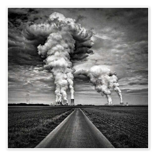 Póster View over Fields to the Lignite Power Plant