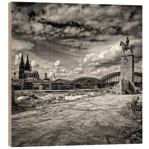 Cuadro de madera The Hohenzollern Bridge and Cologne Cathedral