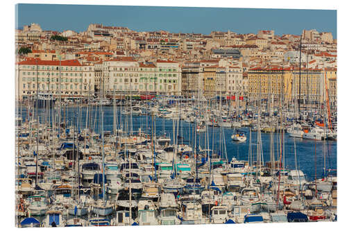 Acrylglasbild Marseille, Hoher Blick auf den Alten Hafen