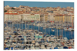 Aluminium print Marseille, high view down onto the Old Port