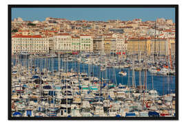 Gerahmter Kunstdruck Marseille, Hoher Blick auf den Alten Hafen