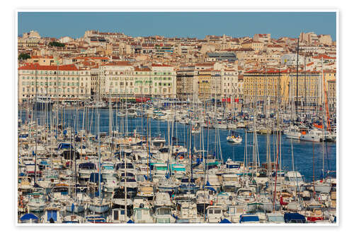 Plakat Marseille, high view down onto the Old Port