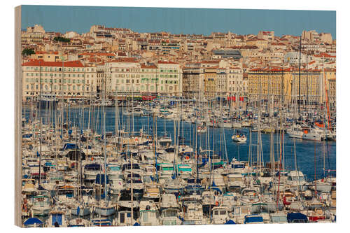 Wood print Marseille, high view down onto the Old Port