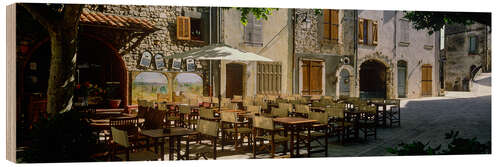 Holzbild Straßencafé in Claviers, Provence-Alpes-Cote d'Azur