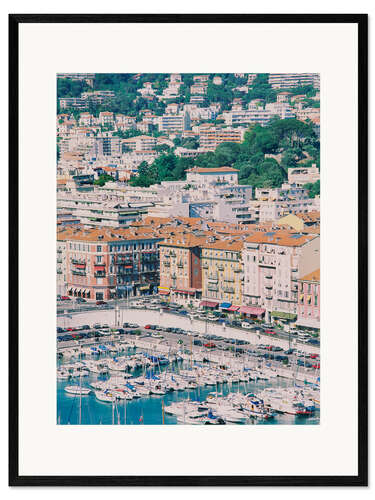Kunsttryk i ramme High angle view of boats, Nice, Côte d'Azur