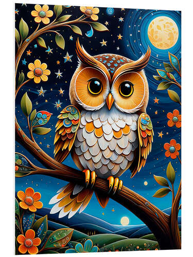 PVC-tavla Sweet owl in the moonlight