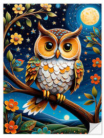 Naklejka na ścianę Sweet owl in the moonlight