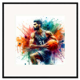 Impression artistique encadrée Basketball player goes to the basket II