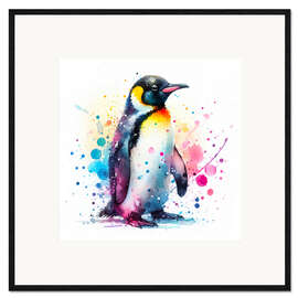 Impression artistique encadrée Penguin in watercolour