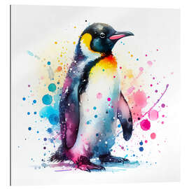 Quadro em plexi-alumínio Penguin in watercolour