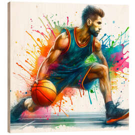 Cuadro de madera Basketball player in watercolour