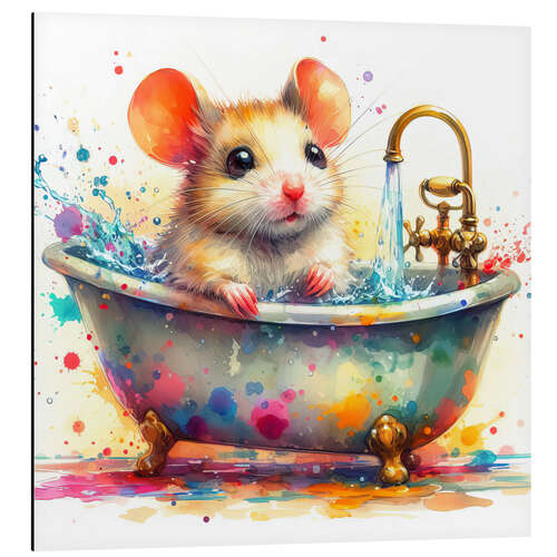 Aluminium print A little mouse in the bathtub I