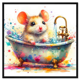 Gerahmter Kunstdruck Eine kleine Maus in der Badewanne I