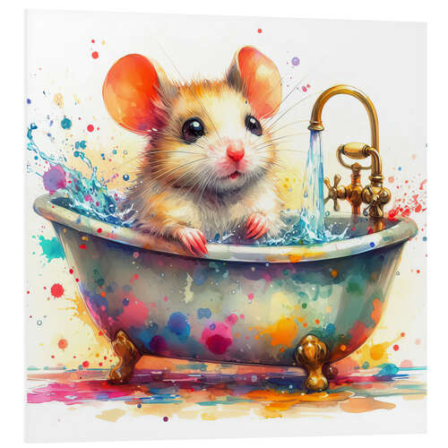 Hartschaumbild Eine kleine Maus in der Badewanne I