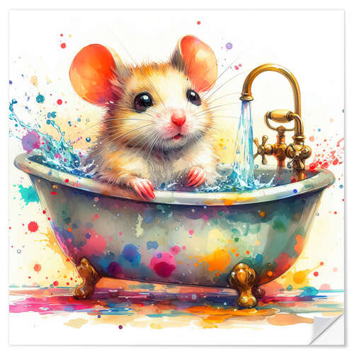 Vinilo para la pared A little mouse in the bathtub I