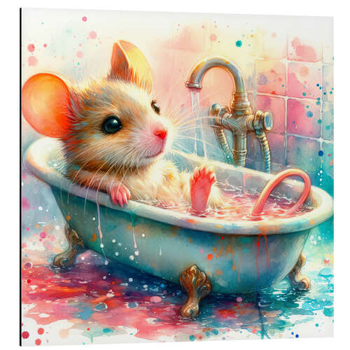 Aluminiumsbilde A little mouse in the bathtub II