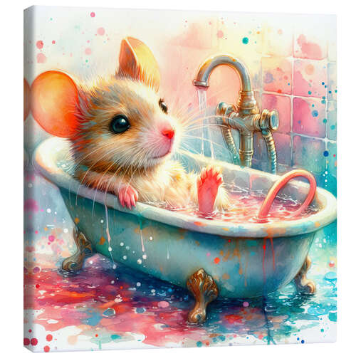 Lerretsbilde A little mouse in the bathtub II