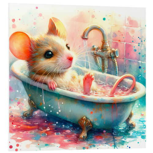 Hartschaumbild Eine kleine Maus in der Badewanne II