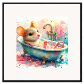 Impressão artística com moldura A little mouse in the bathtub II