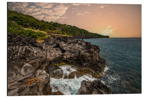 Aluminiumsbilde Wild Caribbean, coast of Guadeloupe in the sunset