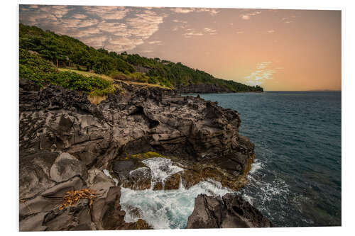 Foam board print Wild Caribbean, coast of Guadeloupe in the sunset