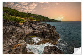 Sticker mural Wild Caribbean, coast of Guadeloupe in the sunset