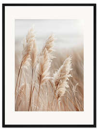 Gerahmter Kunstdruck Pampasgras am Meer