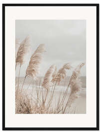 Gerahmter Kunstdruck Pampasgras am Strand