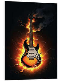 Foam board print Guitar on fire