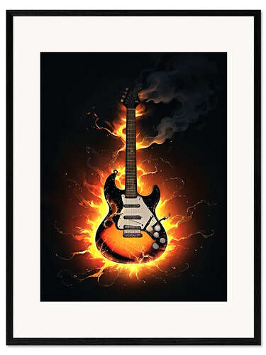 Innrammet kunsttrykk Guitar on fire