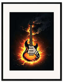 Framed art print Guitar on fire