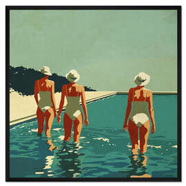 Gerahmter Kunstdruck Three at the pool