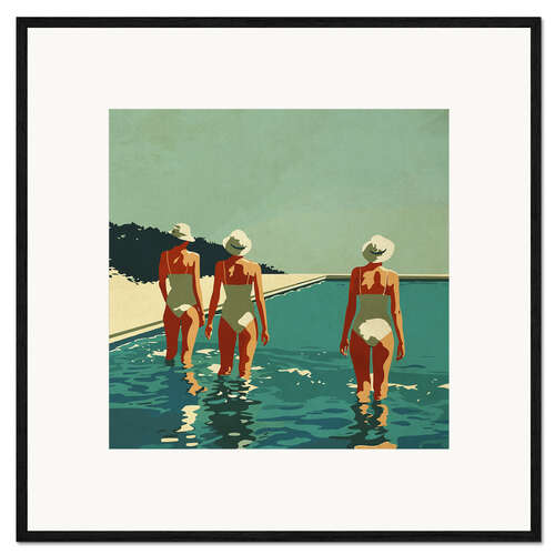 Stampa artistica con cornice Three at the pool