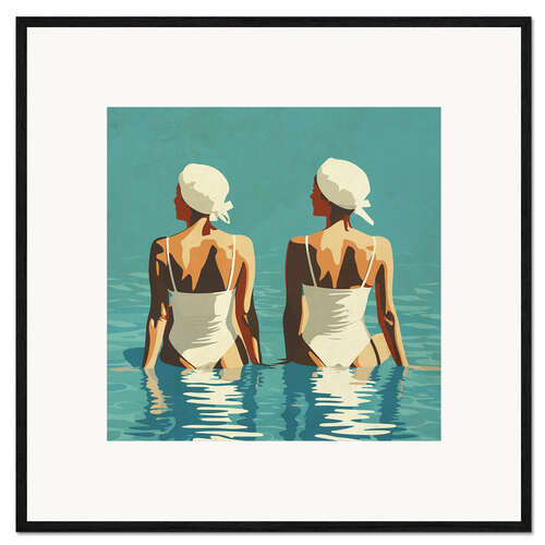 Gerahmter Kunstdruck Zwei Freundinnen am Strand