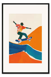 Gerahmter Kunstdruck Guache Skaterboy