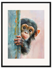 Gerahmter Kunstdruck Guck Guck - Ich bin es, das Äffchen