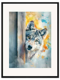 Gerahmter Kunstdruck Guck Guck - Ich bin es, der Wolf