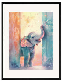 Gerahmter Kunstdruck Guck Guck - Ich bin es, der Elefant