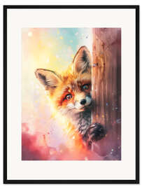Gerahmter Kunstdruck Guck Guck - Ich bin es, der Fuchs