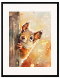 Gerahmter Kunstdruck Guck Guck - Ich bin es, das Eichhörnchen