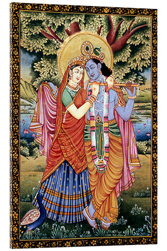 Acrylglasbild Radha und Krishna Liebesszene