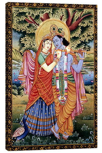 Leinwandbild Radha und Krishna Liebesszene